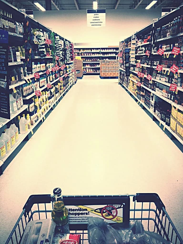 Groceries and fresh food in a shopping cart — How to Make a Grocery Budget That Works